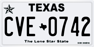 TX license plate CVE0742