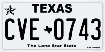 TX license plate CVE0743