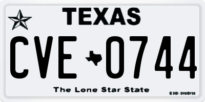 TX license plate CVE0744