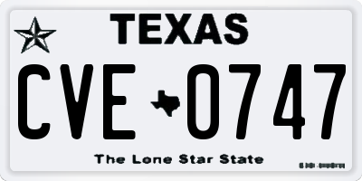 TX license plate CVE0747