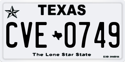 TX license plate CVE0749