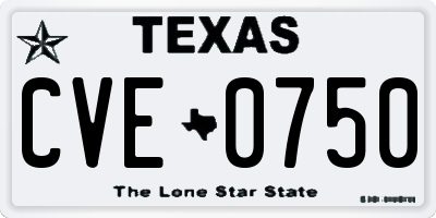 TX license plate CVE0750