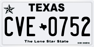 TX license plate CVE0752