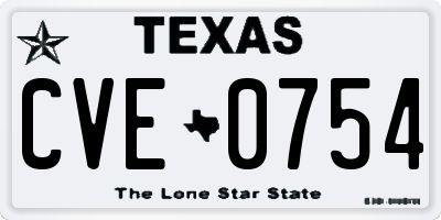 TX license plate CVE0754