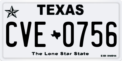 TX license plate CVE0756
