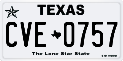 TX license plate CVE0757