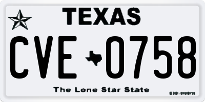 TX license plate CVE0758