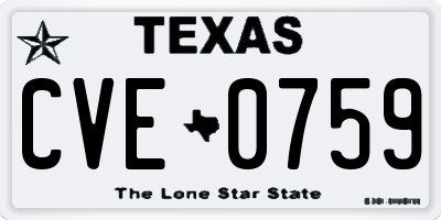 TX license plate CVE0759