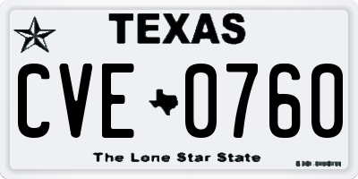 TX license plate CVE0760