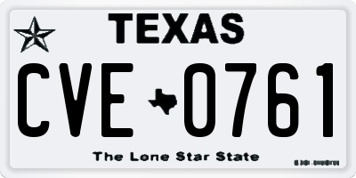 TX license plate CVE0761
