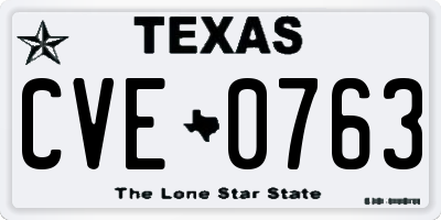 TX license plate CVE0763