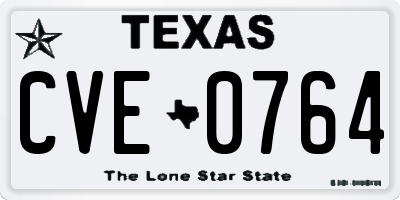 TX license plate CVE0764