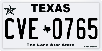 TX license plate CVE0765