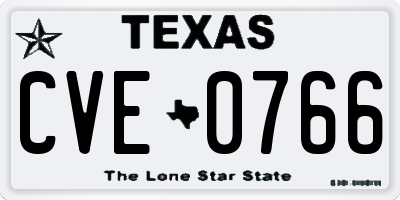 TX license plate CVE0766