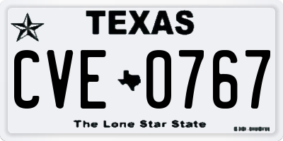 TX license plate CVE0767
