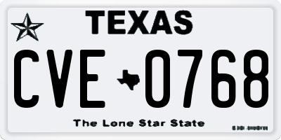 TX license plate CVE0768