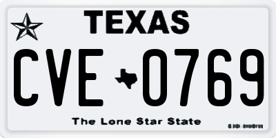TX license plate CVE0769