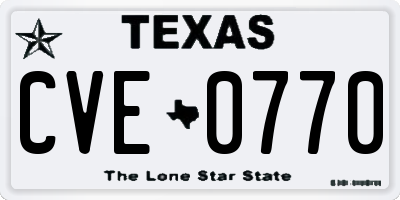 TX license plate CVE0770