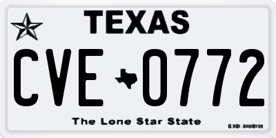 TX license plate CVE0772
