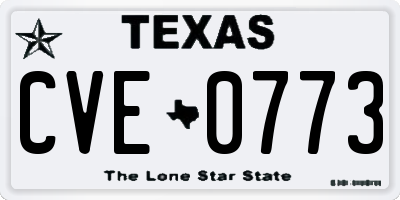 TX license plate CVE0773