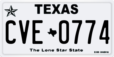 TX license plate CVE0774