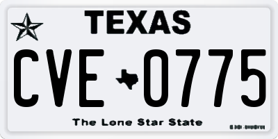 TX license plate CVE0775