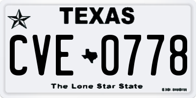 TX license plate CVE0778