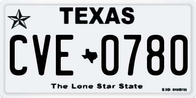TX license plate CVE0780