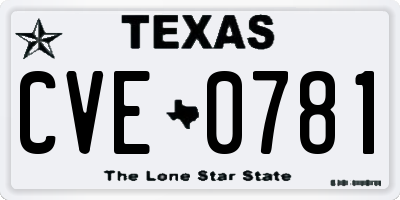 TX license plate CVE0781