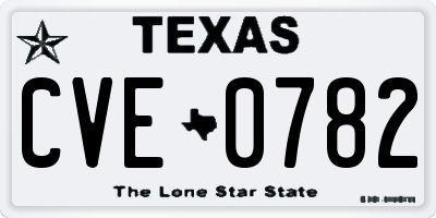 TX license plate CVE0782