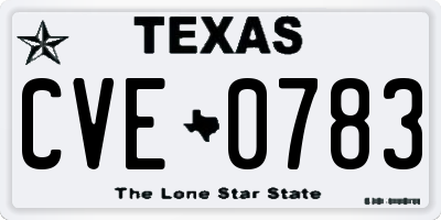 TX license plate CVE0783
