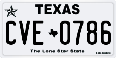 TX license plate CVE0786