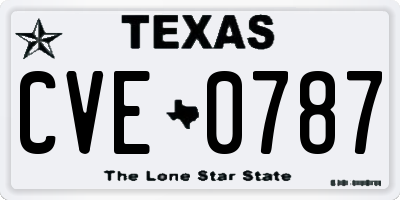 TX license plate CVE0787