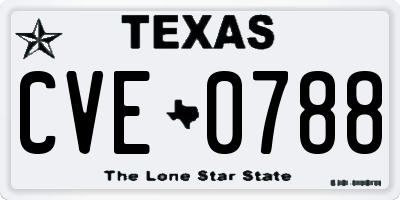 TX license plate CVE0788