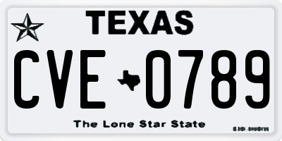 TX license plate CVE0789