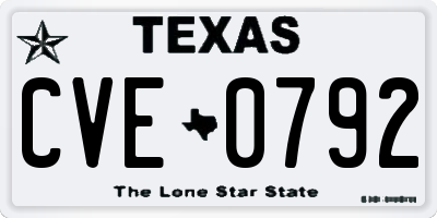 TX license plate CVE0792