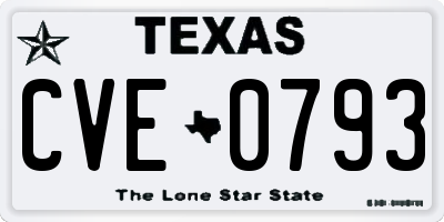 TX license plate CVE0793