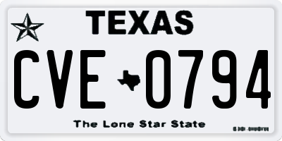 TX license plate CVE0794