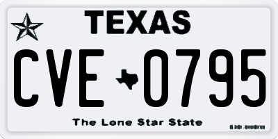 TX license plate CVE0795