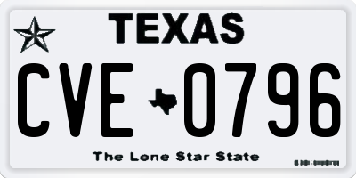 TX license plate CVE0796