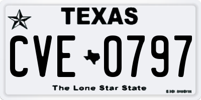 TX license plate CVE0797