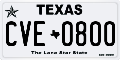 TX license plate CVE0800