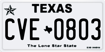 TX license plate CVE0803
