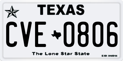 TX license plate CVE0806
