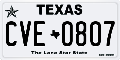 TX license plate CVE0807
