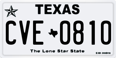 TX license plate CVE0810