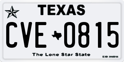 TX license plate CVE0815