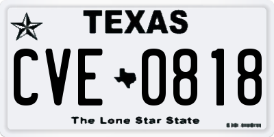 TX license plate CVE0818