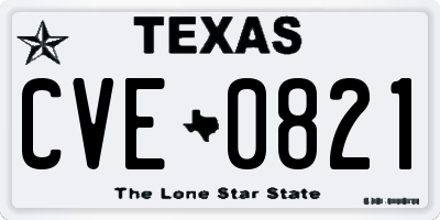 TX license plate CVE0821