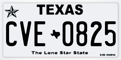 TX license plate CVE0825